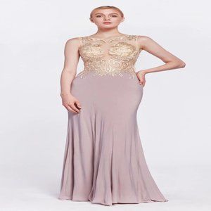 Cinderella Divine 43 Embroidered Bodice Sleeveless Long Jersey Gown- Mauve